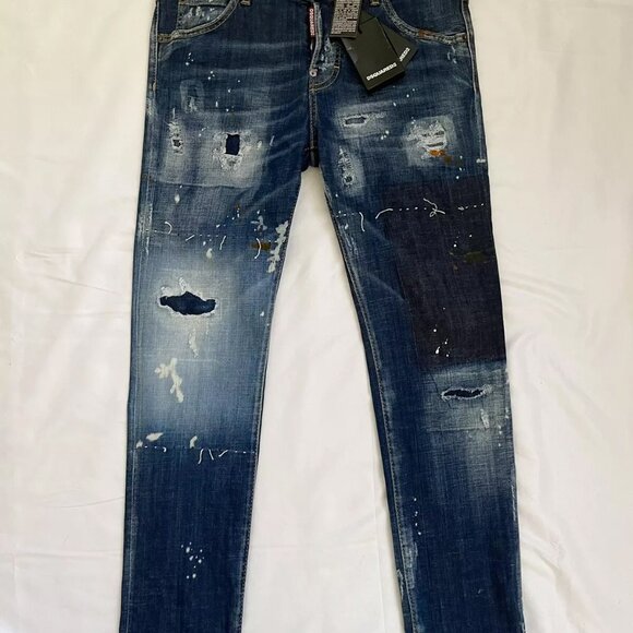 NWT Auth Dsquared2 COOL GIRL Blue Slim Fit Ripped Jeans ITALY Sz 38 - Picture 4 of 11